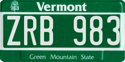 VT license plate ZRB983