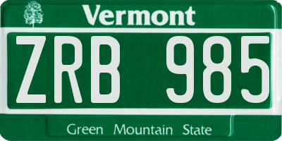 VT license plate ZRB985