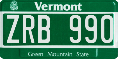 VT license plate ZRB990
