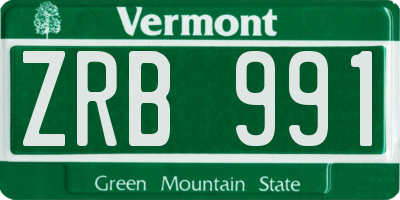 VT license plate ZRB991