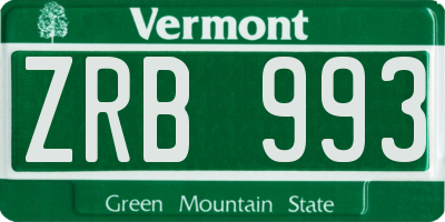 VT license plate ZRB993