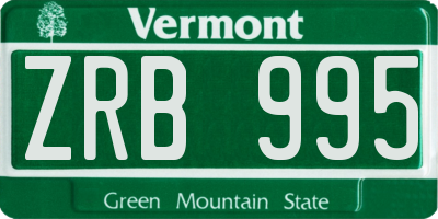 VT license plate ZRB995