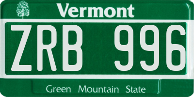 VT license plate ZRB996