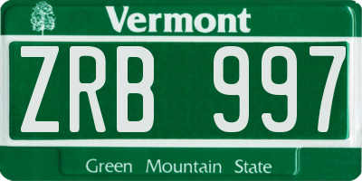 VT license plate ZRB997