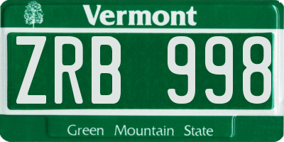 VT license plate ZRB998
