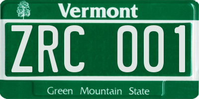 VT license plate ZRC001