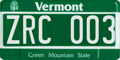 VT license plate ZRC003