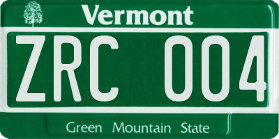 VT license plate ZRC004