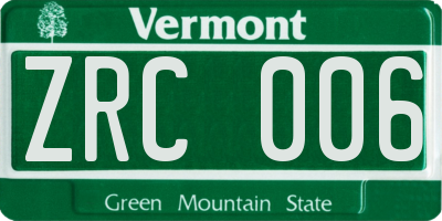 VT license plate ZRC006