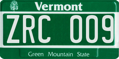 VT license plate ZRC009