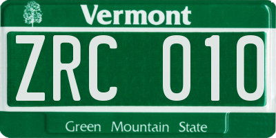 VT license plate ZRC010