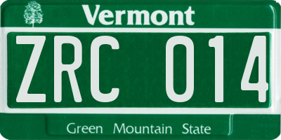 VT license plate ZRC014