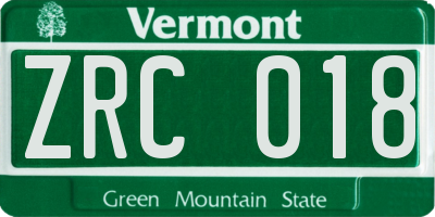 VT license plate ZRC018