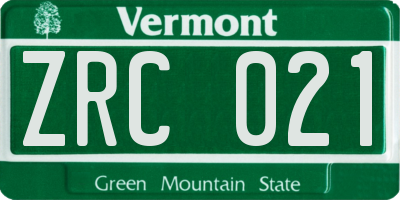 VT license plate ZRC021