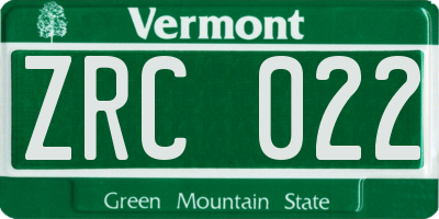 VT license plate ZRC022
