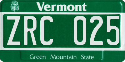 VT license plate ZRC025