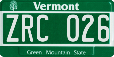 VT license plate ZRC026