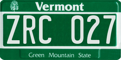 VT license plate ZRC027