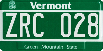 VT license plate ZRC028