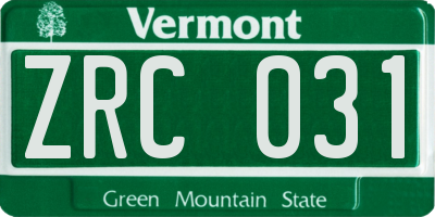 VT license plate ZRC031
