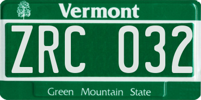 VT license plate ZRC032