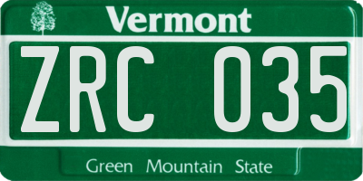 VT license plate ZRC035
