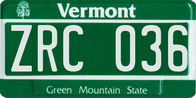 VT license plate ZRC036