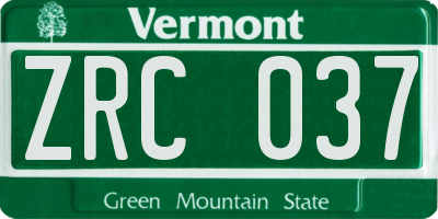 VT license plate ZRC037