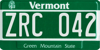 VT license plate ZRC042