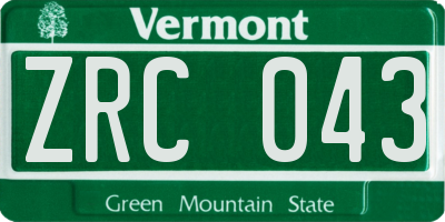 VT license plate ZRC043