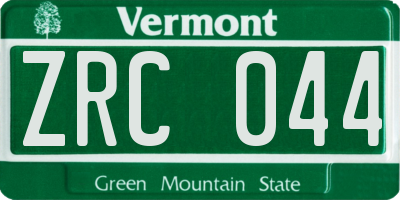 VT license plate ZRC044