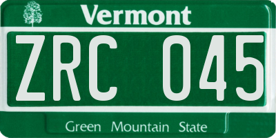 VT license plate ZRC045