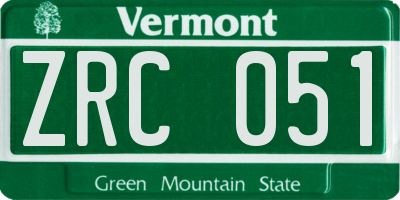 VT license plate ZRC051