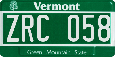 VT license plate ZRC058