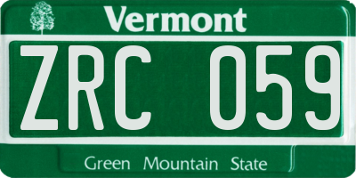 VT license plate ZRC059