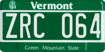 VT license plate ZRC064