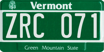VT license plate ZRC071