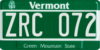VT license plate ZRC072
