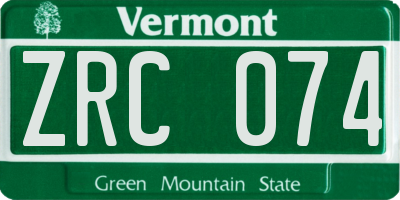 VT license plate ZRC074