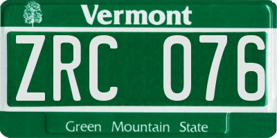 VT license plate ZRC076
