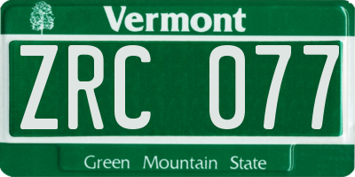VT license plate ZRC077
