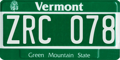 VT license plate ZRC078