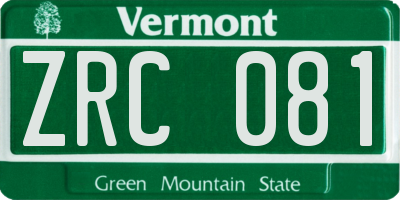 VT license plate ZRC081