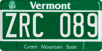VT license plate ZRC089