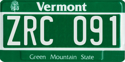 VT license plate ZRC091