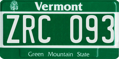 VT license plate ZRC093