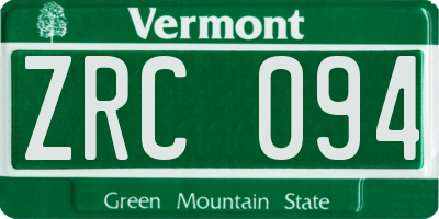VT license plate ZRC094