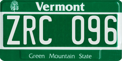 VT license plate ZRC096