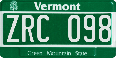 VT license plate ZRC098