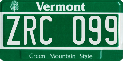 VT license plate ZRC099